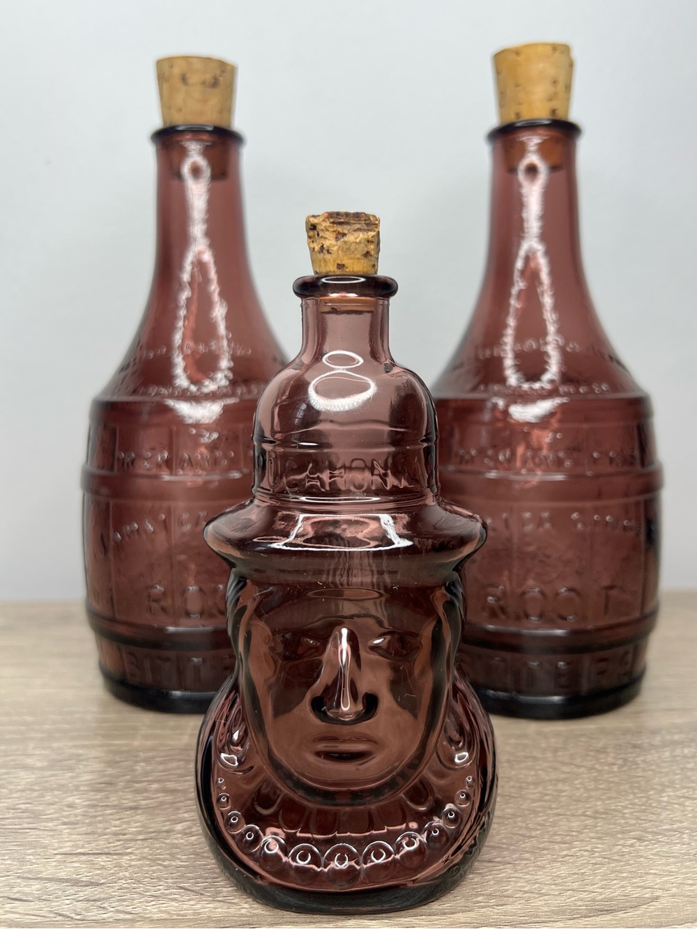 Wheaton NJ Amethyst Bottles Jamaican Ginger Root & Pocahontas Corked Bottles